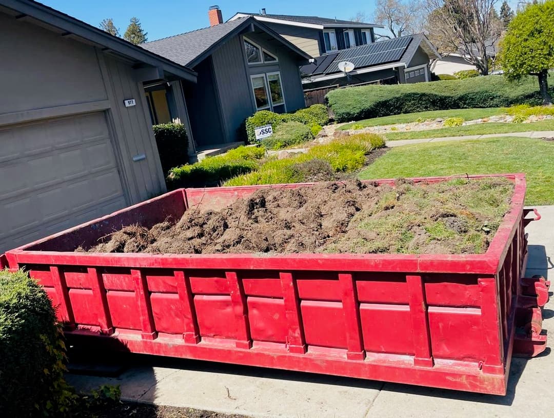 Green waste dumpster for yard cleanup