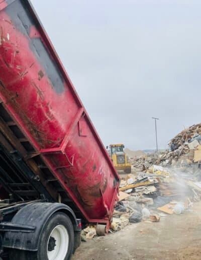 Green waste being processed for composting and recycling